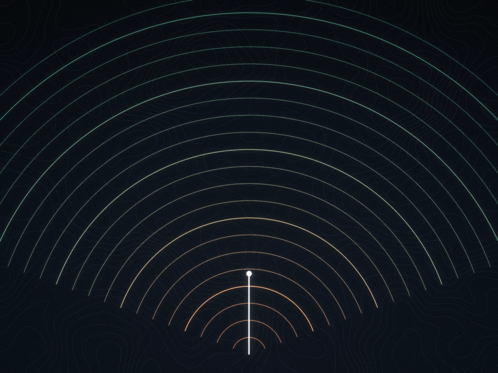 Concentric signal waves radiating from a mast