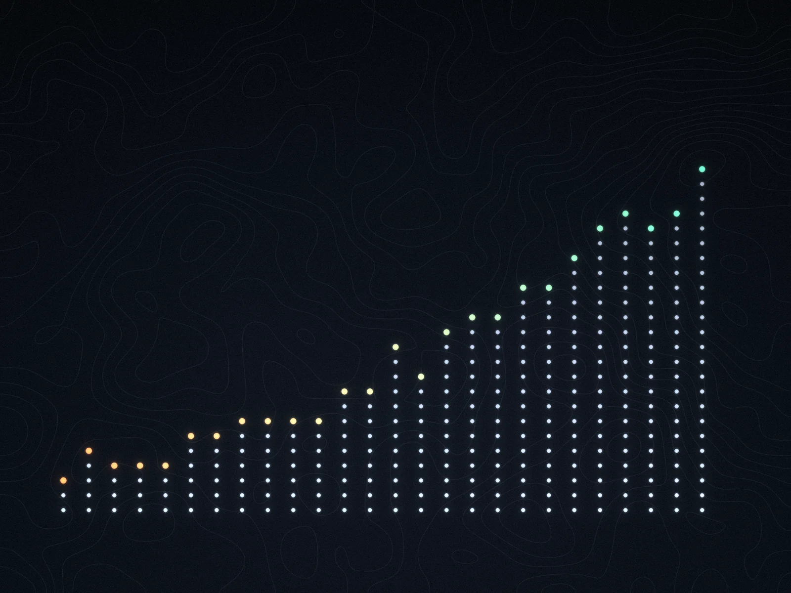 Dot columns rising from left to right